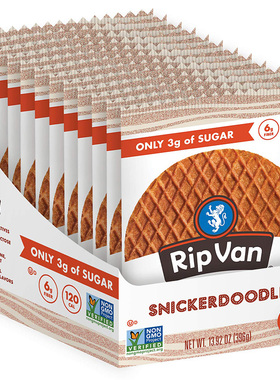 美国直邮Rip van Wafels Snickerdoodle饼干低碳休闲零食低糖12包