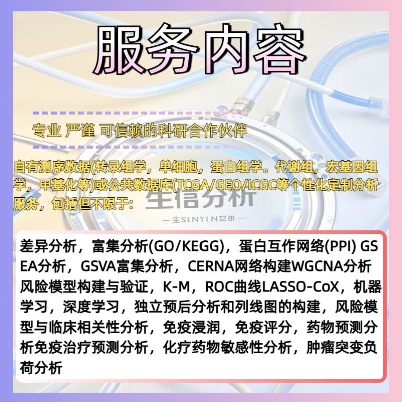 生信分析服务单细胞数据测序转录组分析代做tcga/geo数据库挖掘