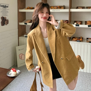 短外套C201 新款 拼色格子灯芯绒西装 2026春季 P160K258 现货