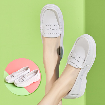 秋冬护士鞋女软底不累脚厚底增高单鞋白色防滑鞋医护专用工作鞋