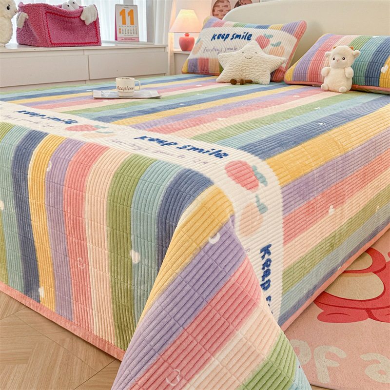 秋冬季加厚牛奶绒床盖三件套A类保暖夹棉床单加绒褥子榻榻米铺盖,床上用品,床盖,淘宝优惠券,粉丝福利购,淘宝优惠卷