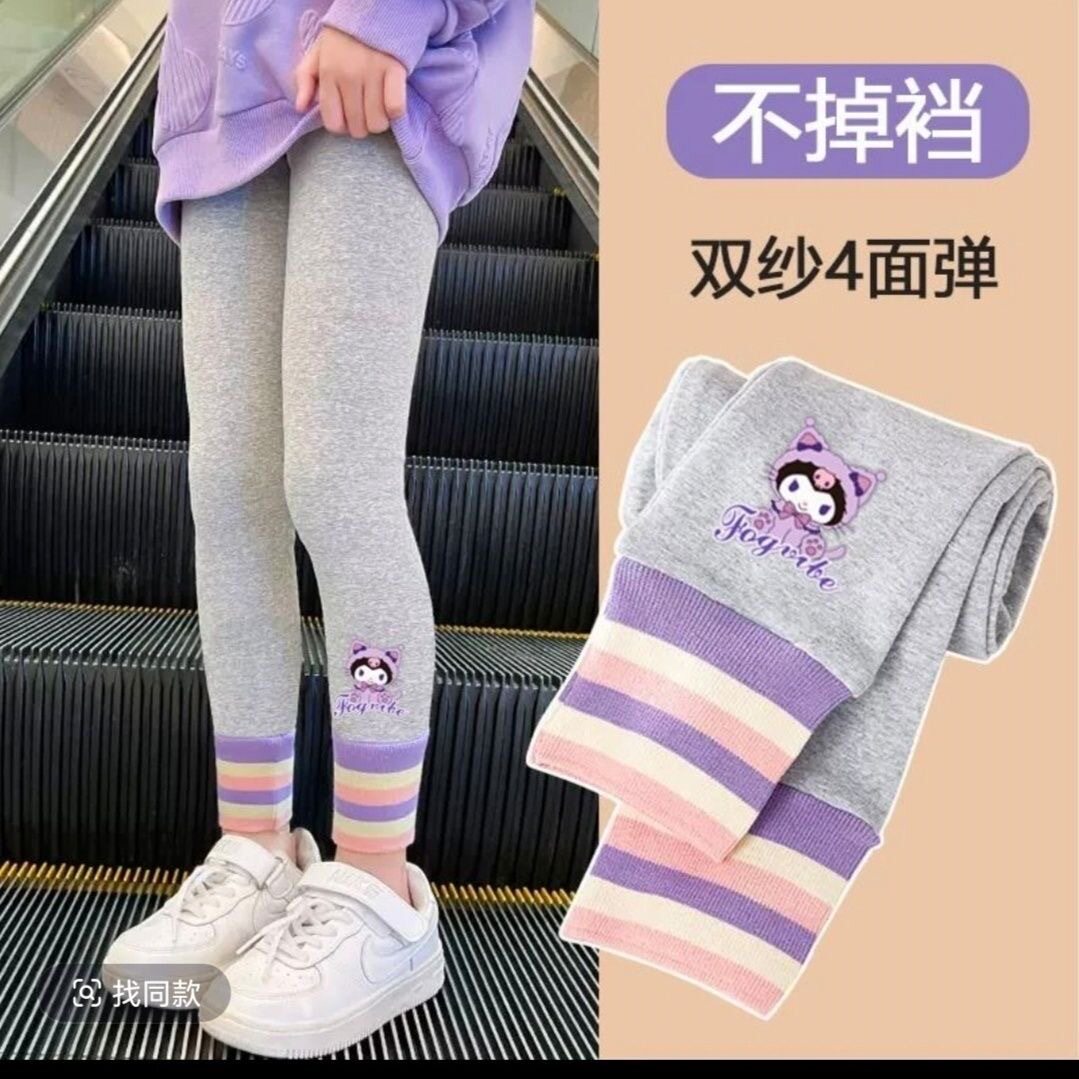 儿童加绒打底裤秋冬韩版卡通外穿保暖裤