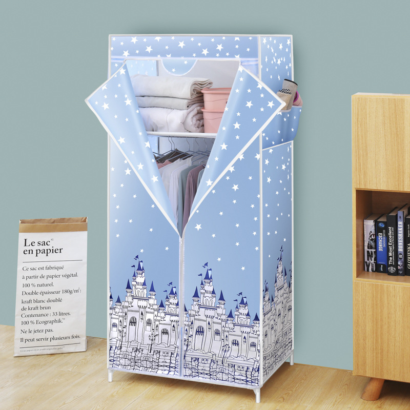 牛津布衣柜衣架组装收纳柜宿舍挂衣柜衣柜加粗钢架防尘防潮牛津布