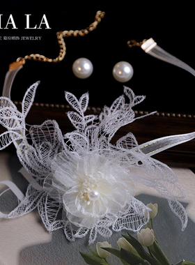 夏拉纱花朵蕾丝女原创项链