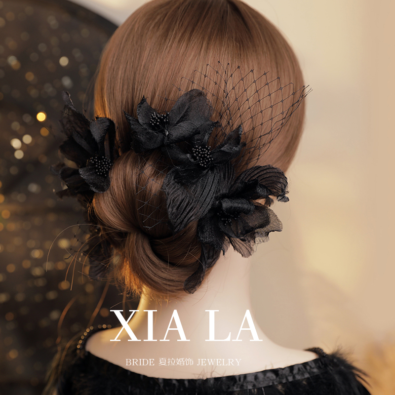 夏拉发饰发夹套装原创黑色头花