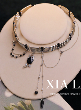夏拉仿水晶女黑色个性项链
