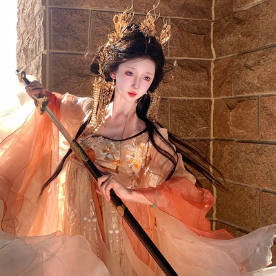 汉服女玉人歌3.0原创唐制齐胸儒裙超仙绣花羽袖破烂大袖衫春套装