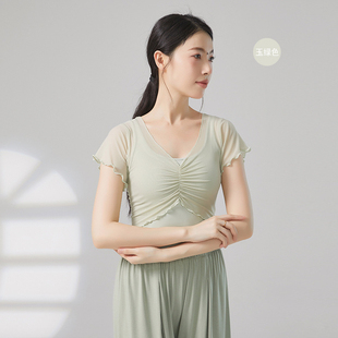 上衣中国风古典舞训练服装 共妍现代舞练功服女小飞袖 身韵舞蹈短袖
