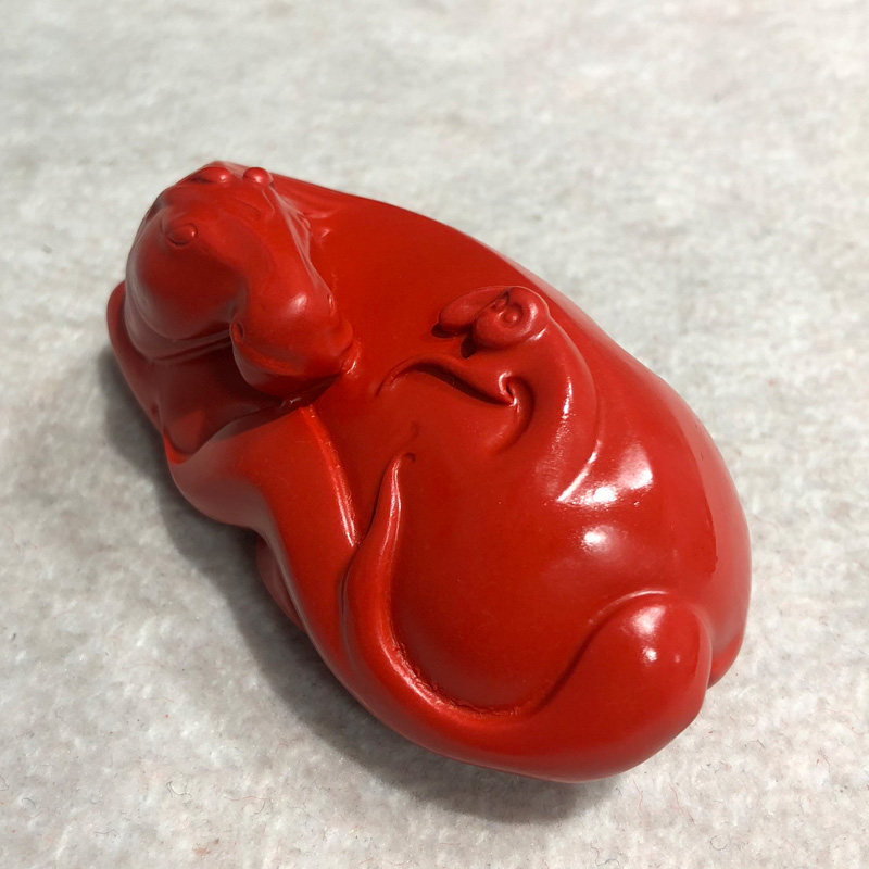 马上封侯工艺品小摆件 帝王红朱砂马上赢家居风水招财手玩手把件