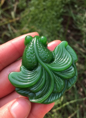 天然外蒙料金玉满堂吊坠菠菜绿男女款项链送证书