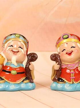 土地公土地婆供奉神像佛像摆件店铺开业福德正君地主财神爷装饰品