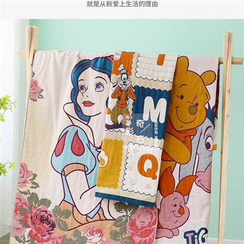 迪士尼纯棉儿童纱布成人大浴巾全棉高级家用吸水游泳大童宝宝婴儿