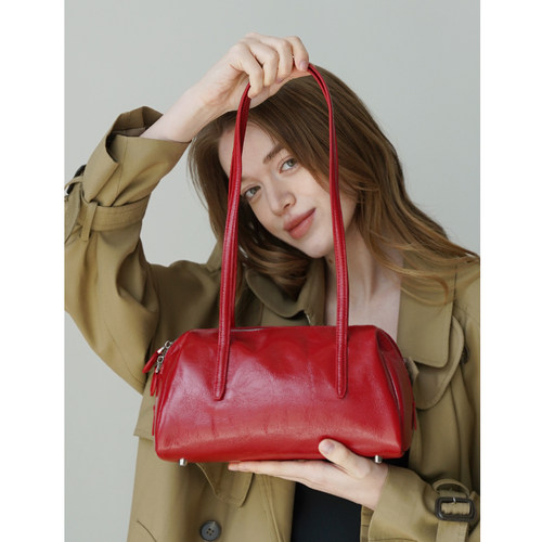 女士油蜡牛皮单肩手提包包