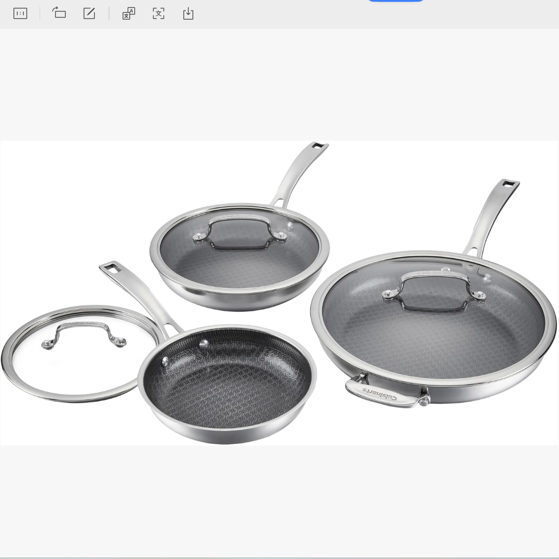 美国代购Cuisinart FusionPlus Skillet耐刮擦不锈钢陶瓷不粘煎锅