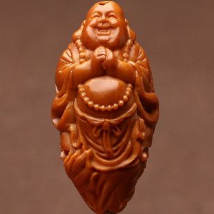 橄榄核雕刻八大弥勒佛单颗配饰单圈吊坠文玩背云佛珠单籽毛衣链男