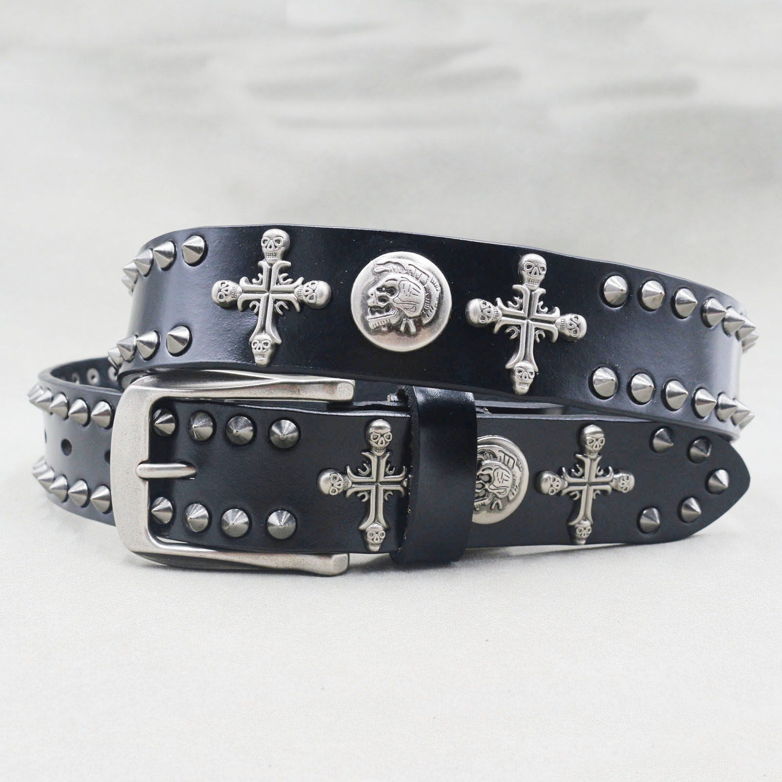 朋克铆钉腰带摇滚机车说唱Rapper潮流时尚个性腰带y2k铆钉皮带