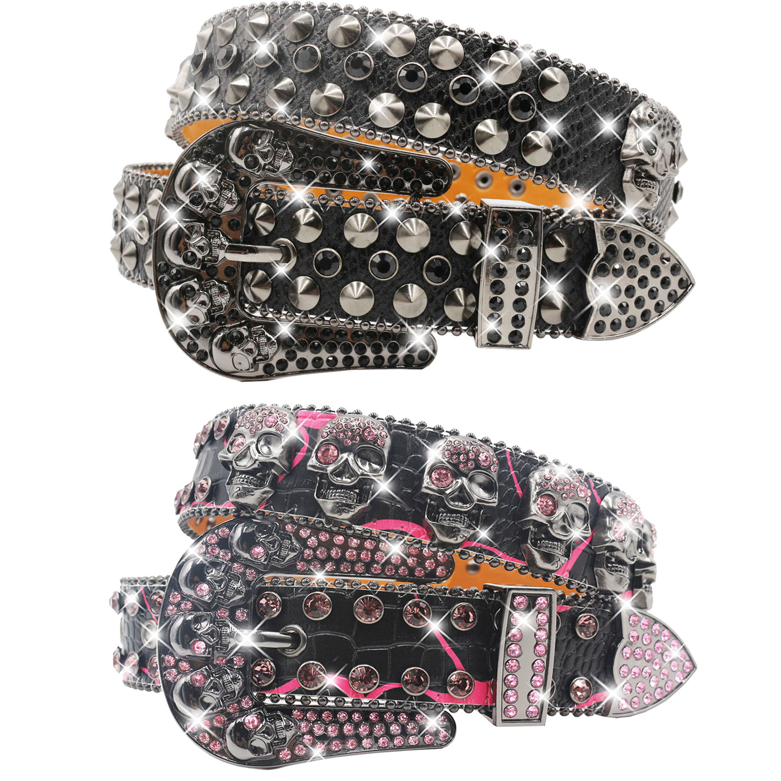 水钻朋克腰带Rapper说唱铆钉腰带潮流百搭男女通用y2k骷髅腰带