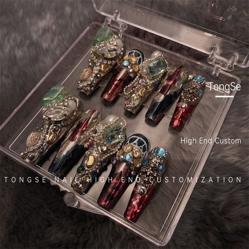 吉巴罗女妖系列美甲假指甲孕妇穿戴甲流苏手指甲贴片可拆卸可摘戴