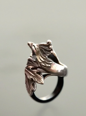 原创女士复古做旧纯银手工戒指