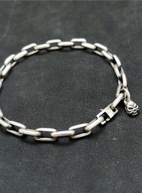 千银厚果6mm太角乌鸦手链925银