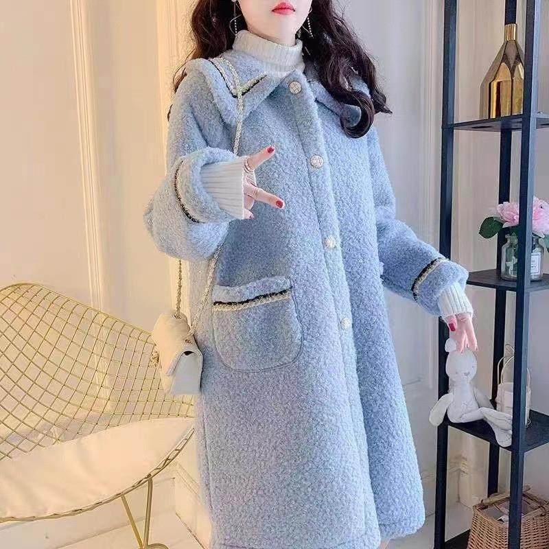 胖mm秋冬季加厚新款韩版中长款羊羔毛外套女百搭小个子呢子大衣潮,女装/女士精品,毛呢外套,淘宝优惠券,粉丝福利购,淘宝优惠卷