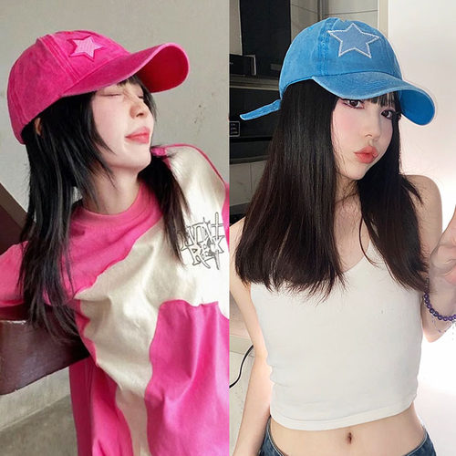 网红款可爱骨头五角星水洗棒球帽