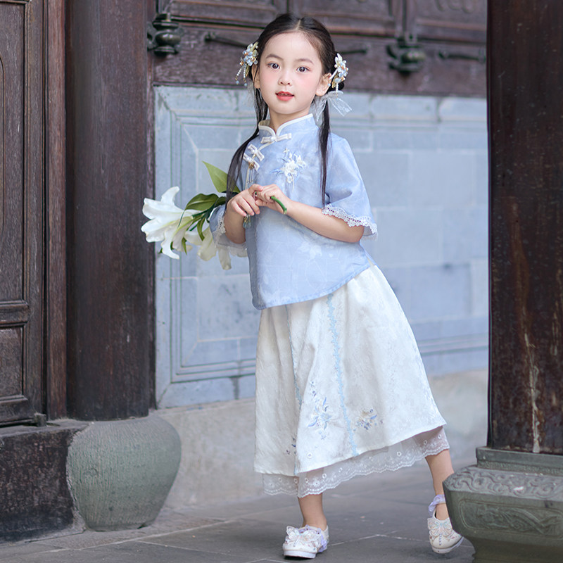 旗铂汉服女童夏民国风新中式童装图片