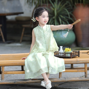旗铂女童夏套装小女孩独特漂亮2026新款汉服儿童薄款新中式古装夏
