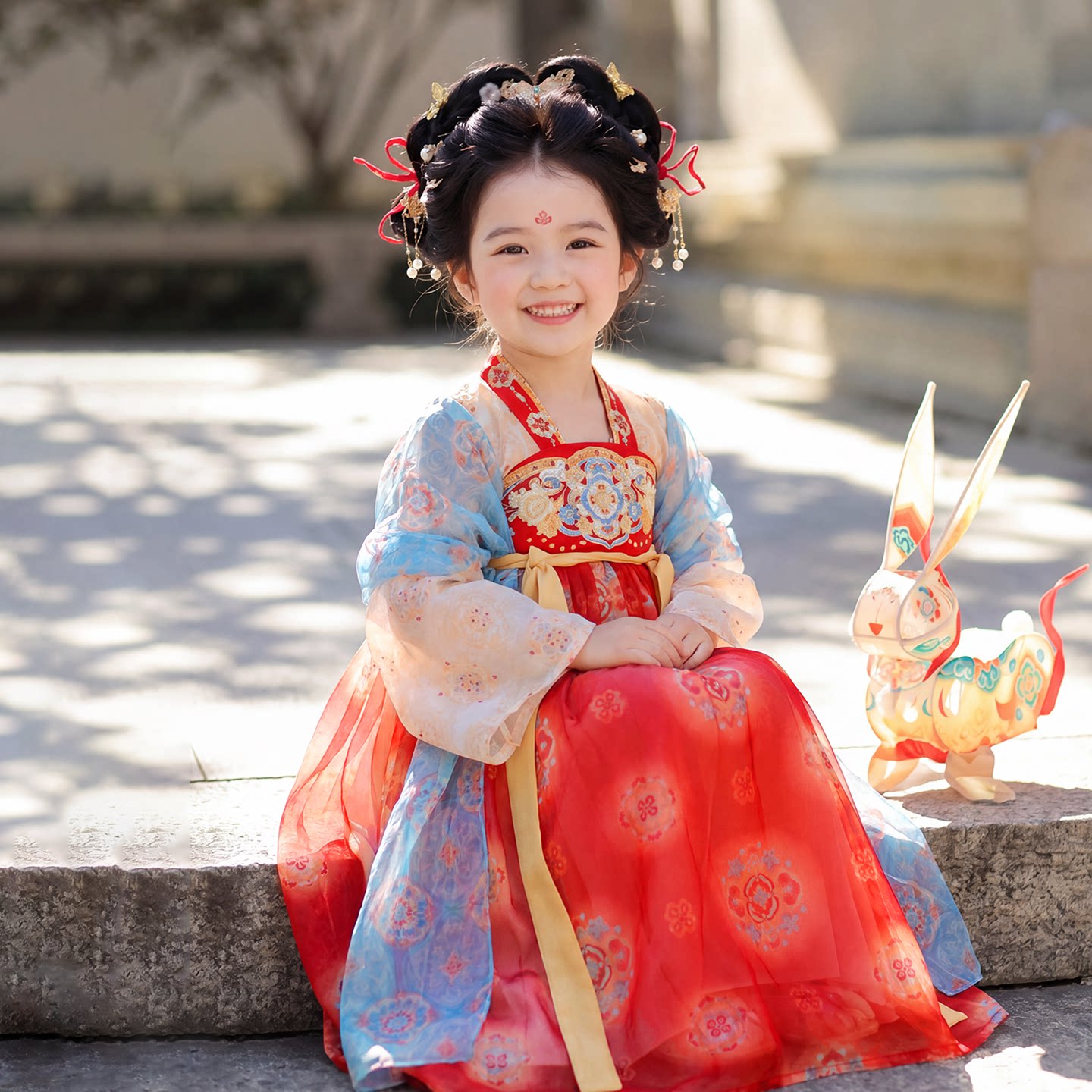 旗铂汉服女童春秋国风连衣裙古装图片