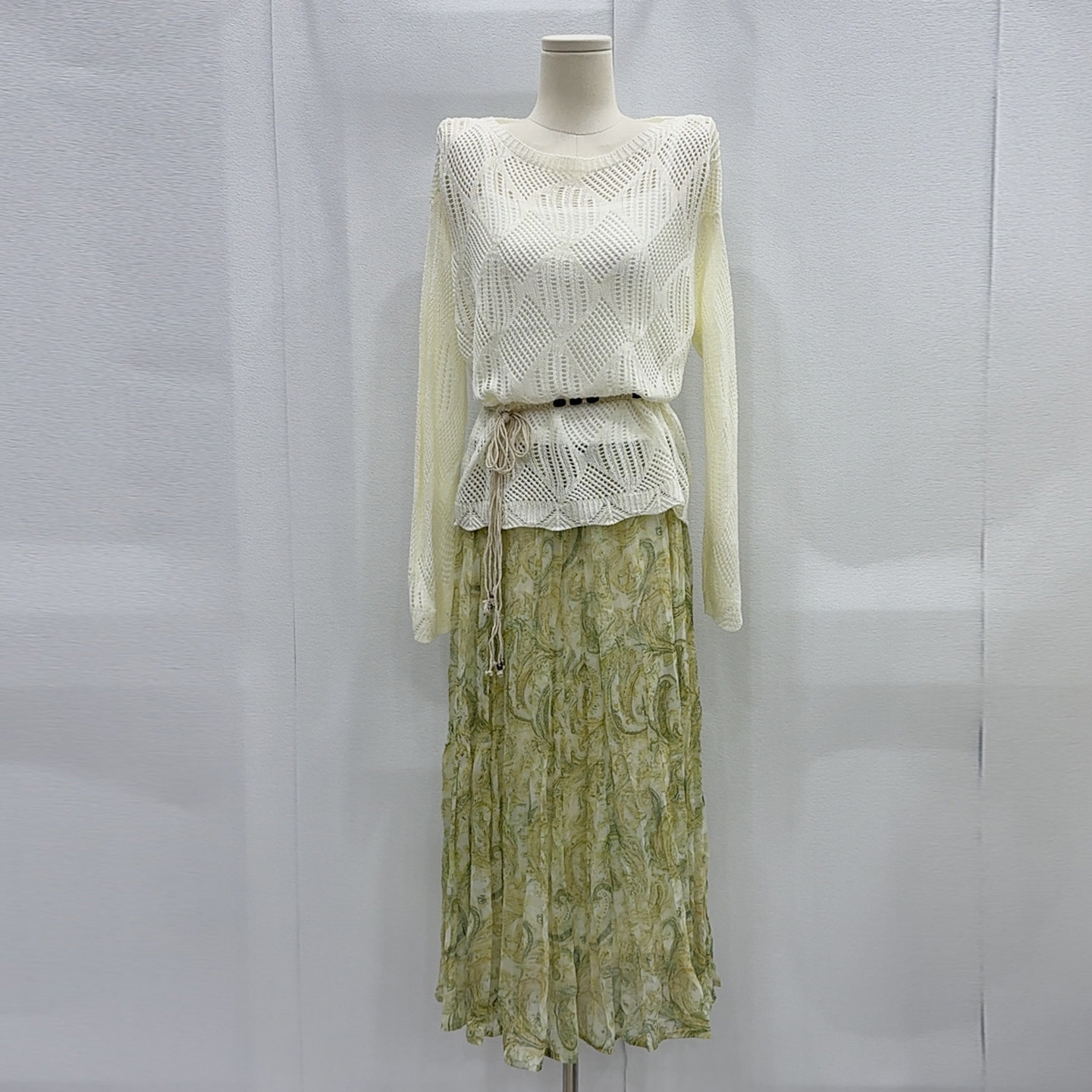 镂空罩衫+吊带+印花半身裙三件套女夏法式显瘦温柔风穿搭时尚套装