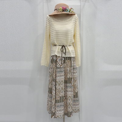 针织镂空罩衫吊带半身裙三件套装