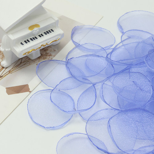 蓝紫色欧根纱烤边花瓣