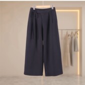 大码 新品 女黑色垂感显瘦直筒裤 通勤简约风高腰系带阔腿裤 春季