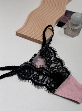 [M Z] 欧美风女生的小心机性感睫毛蕾丝丁字裤女纯欲镂空薄内裤女