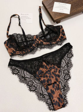 [M Z] 豹纹真的yyds！太好看了！ 蕾丝网纱纯欲套装大胸显小薄款