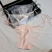 优雅法式 绑带缎面蕾丝无痕纯欲性感丝滑低腰新款 三角裤