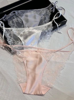 【M Z】优雅法式绑带缎面蕾丝无痕纯欲性感丝滑低腰新款三角裤