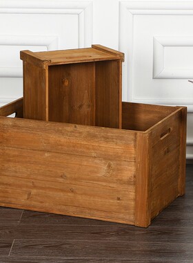 复古实木收纳箱超市木箱子玩具整理箱带盖储物筐定制特大号手提