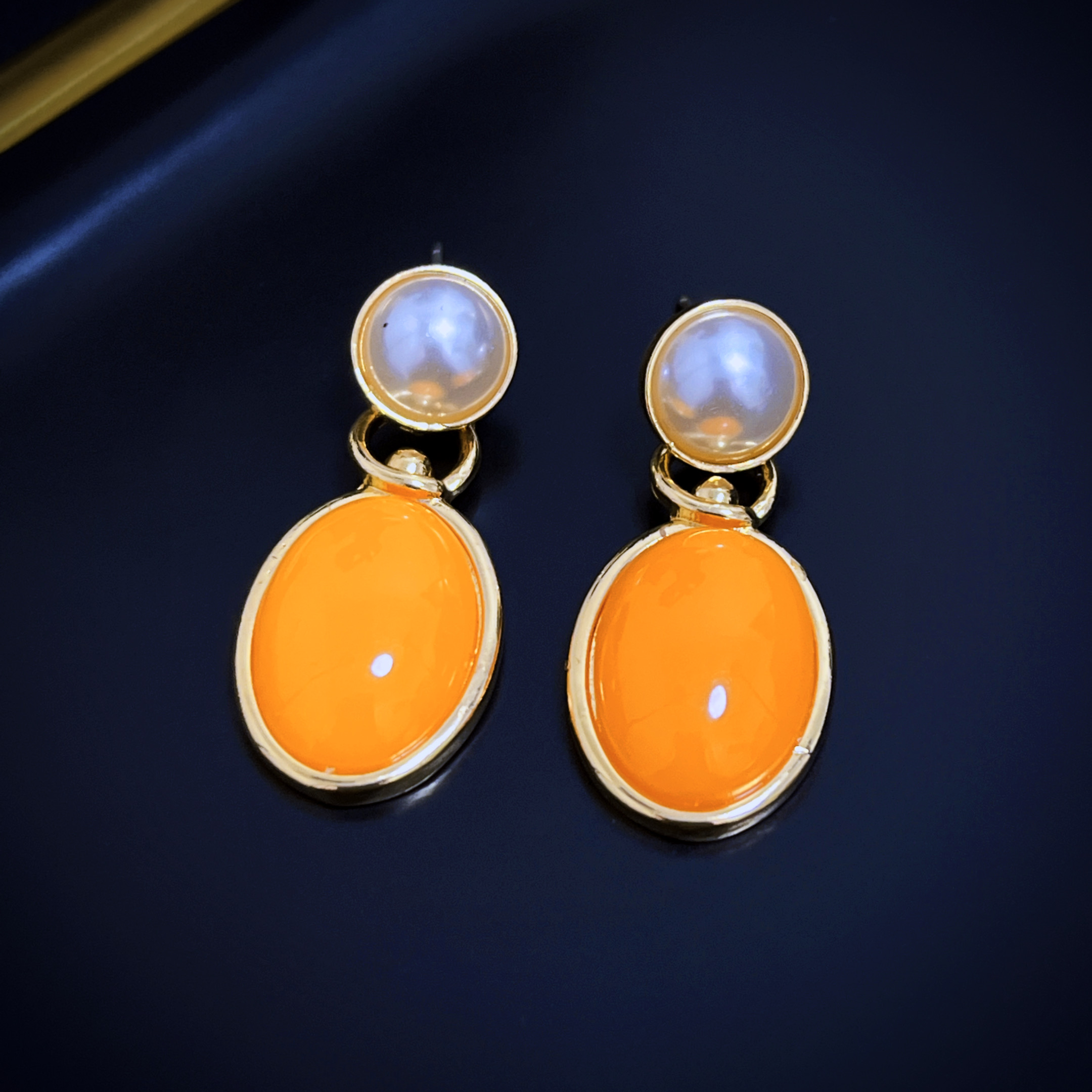 法式中古复古饰品优雅简约气质小精致耳环藏蓝色镶嵌文艺显白耳钉