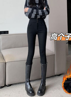 加厚加绒小黑裤女冬2026新款黑色胖mm大码宽松高腰显瘦铅笔打底裤