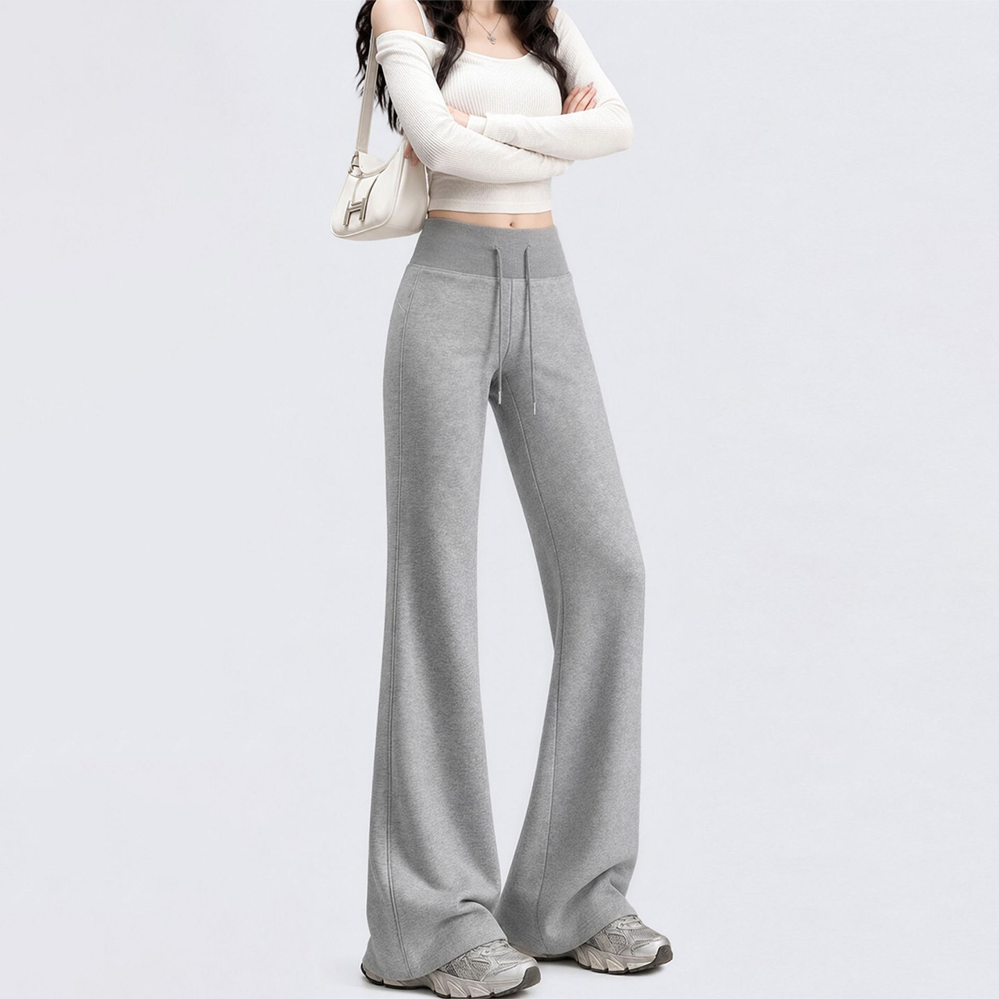 美式微喇叭运动裤女夏薄款小个子高腰休闲马蹄裤修身显瘦瑜伽卫裤