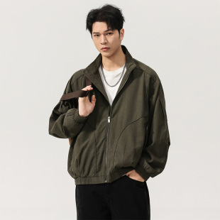 飞行员外套 宽松潮牌工装 美式 复古莱赛尔哈灵顿立领夹克男2026春季