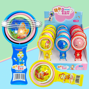 送儿童创意手持发光闪光旋转地球仪减压陀螺糖果玩具小孩礼物批发