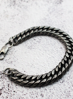 男士钛钢复古嘻哈手链