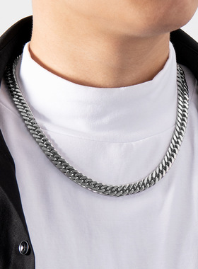 欧美潮人嘻哈古巴链男士钛钢