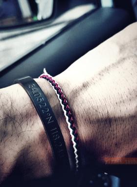 凹刻经纬度数字钛钢简约风手镯