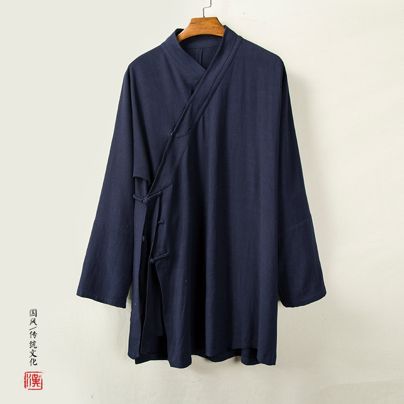 중국 스타일 당나라 양복 리넨 개선 HANFU 중국 스타일 남성 의류 평신도 의류 청소년 선 의류 민족 스타일 복고풍 의류 차 의류