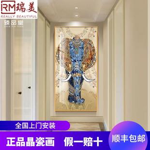 玄关装 壁画大气欧式 饰画油画现代轻奢走廊过道挂画 太平有象竖版