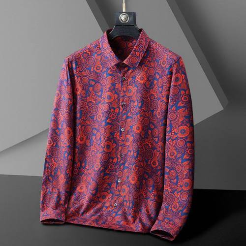 港风长袖花衬衫男士大码旅游休闲