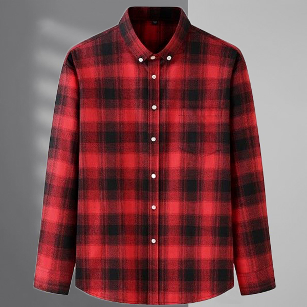 秋季胖哥格子长袖衬衫男大码休闲
